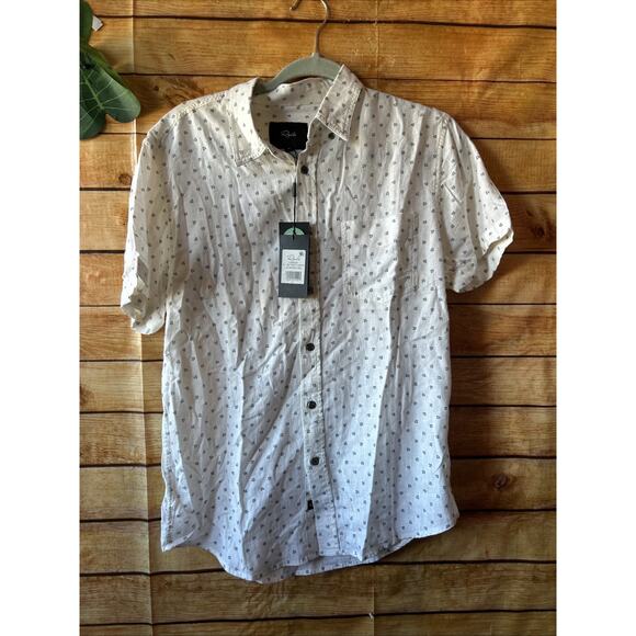 Rails Carson Autumn Calico White Linen Blend SS Button Down Shirt Men Small - Picture 1 of 6